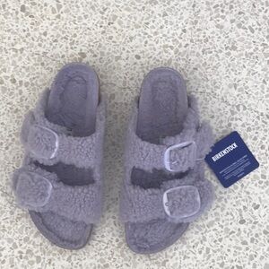 Birkenstock Fuzzy Sandals in light purple
